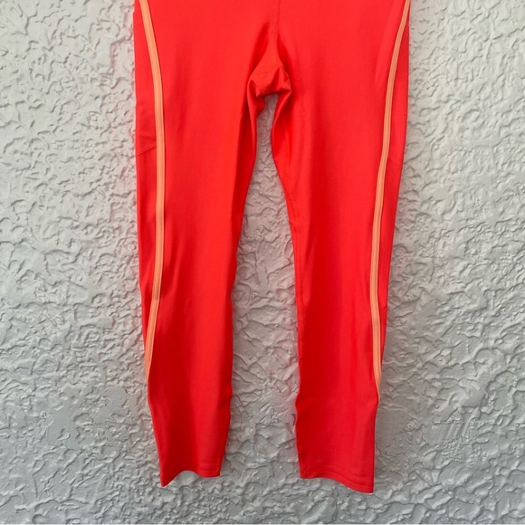 Under Armour Project Rock Women’s Neon Orange Side Strip Compression Leggings M - Picture 4 of 8